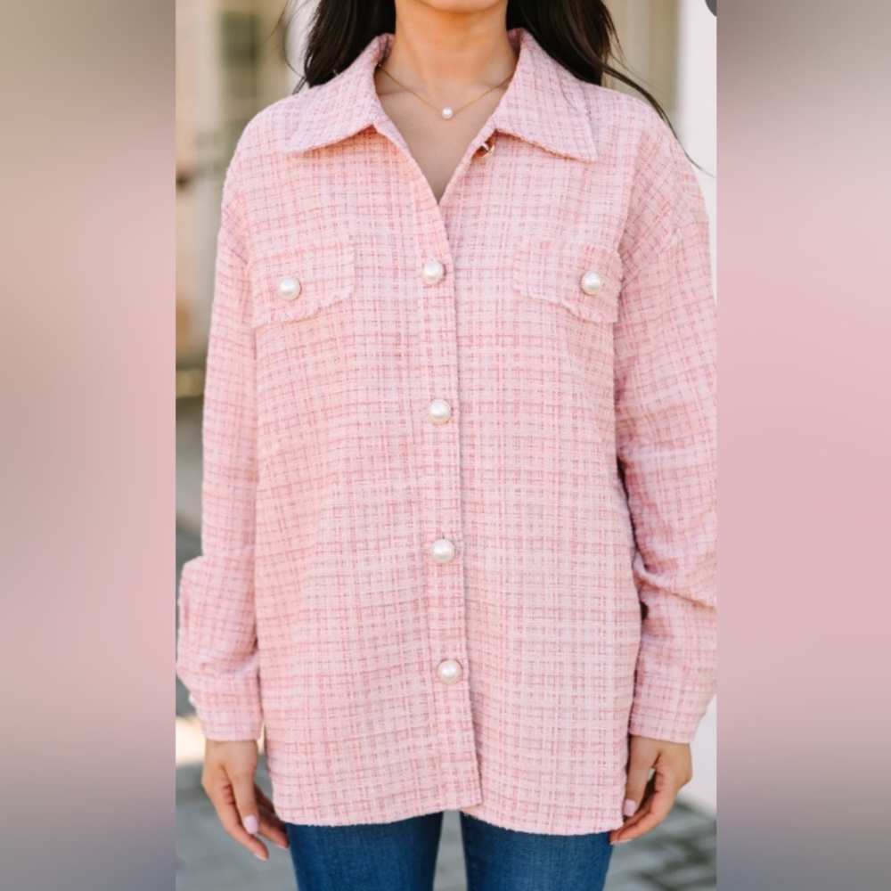 Andre'e Blush Pink Tweed Jacket Size 1X Jacket ONLY